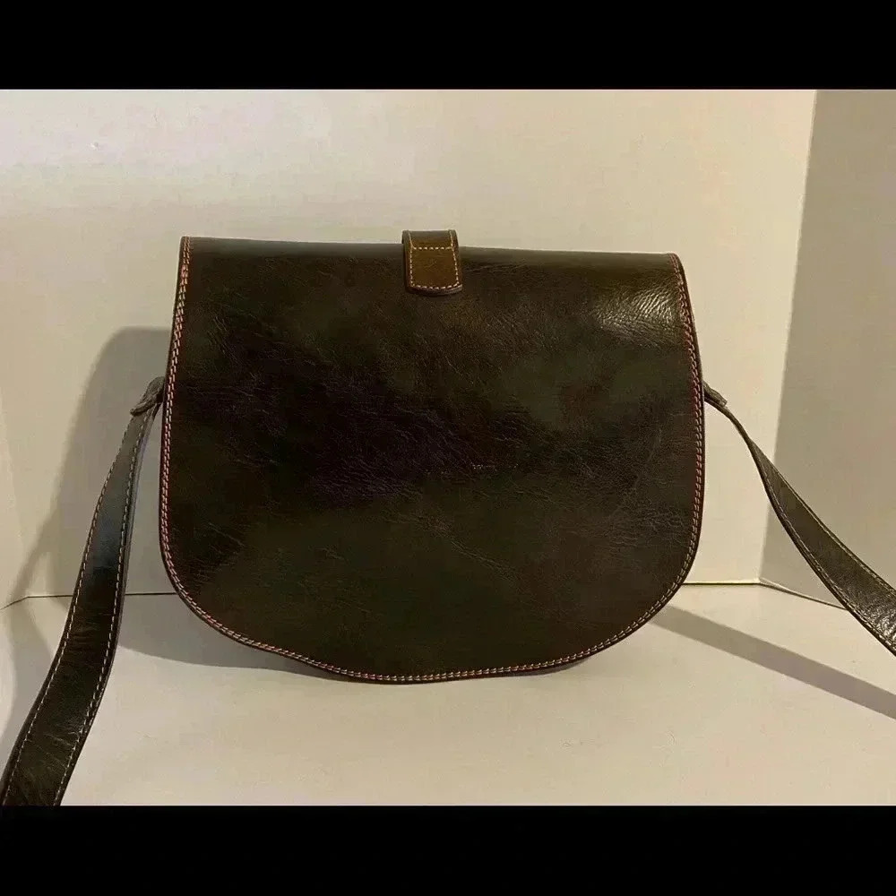 Handmade vintage brown leather handbag - Picture 2 of 9